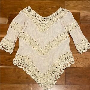 Cream Crochet Trim Blouse